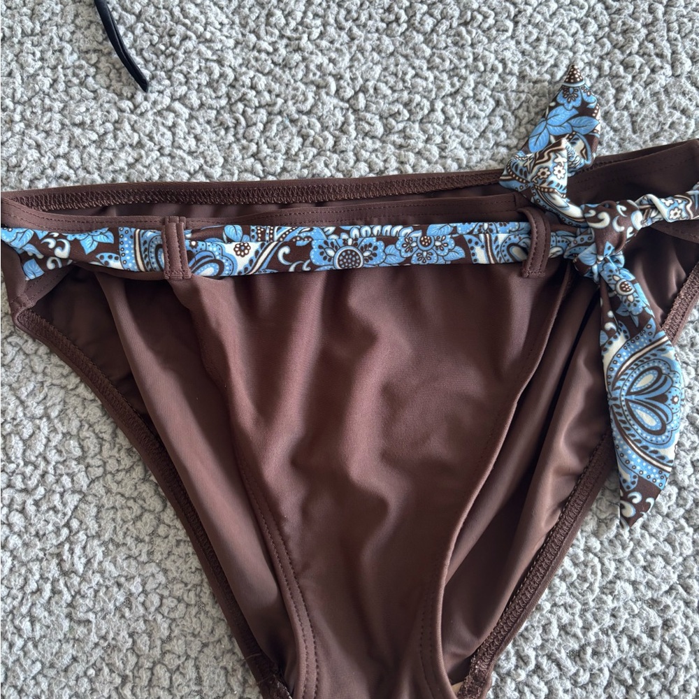 Brown and Blue Paisley Women's Swim Bottom